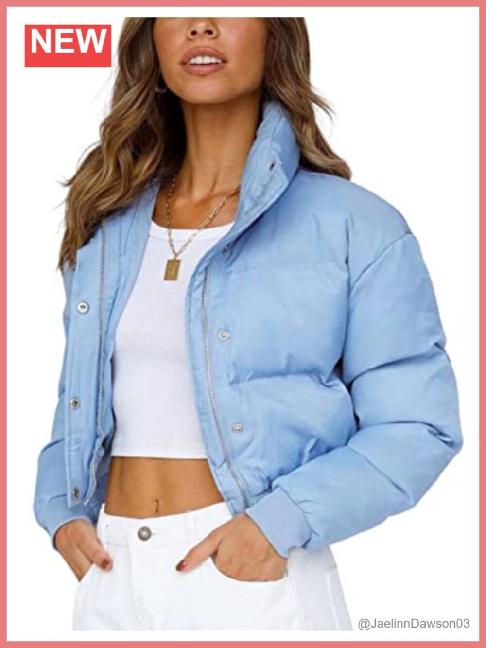 UANEO Womens Cropped Puffer Jacket Stand Collar Zip Up Winter Padded Down Coat